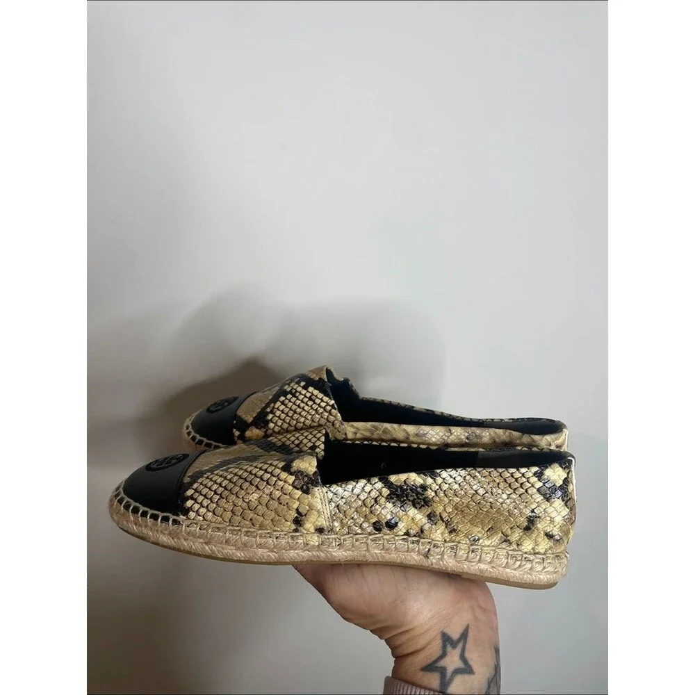 Tory Burch Women’s Snake Print Embossed Cap Toe Espadrilles Size 9.5